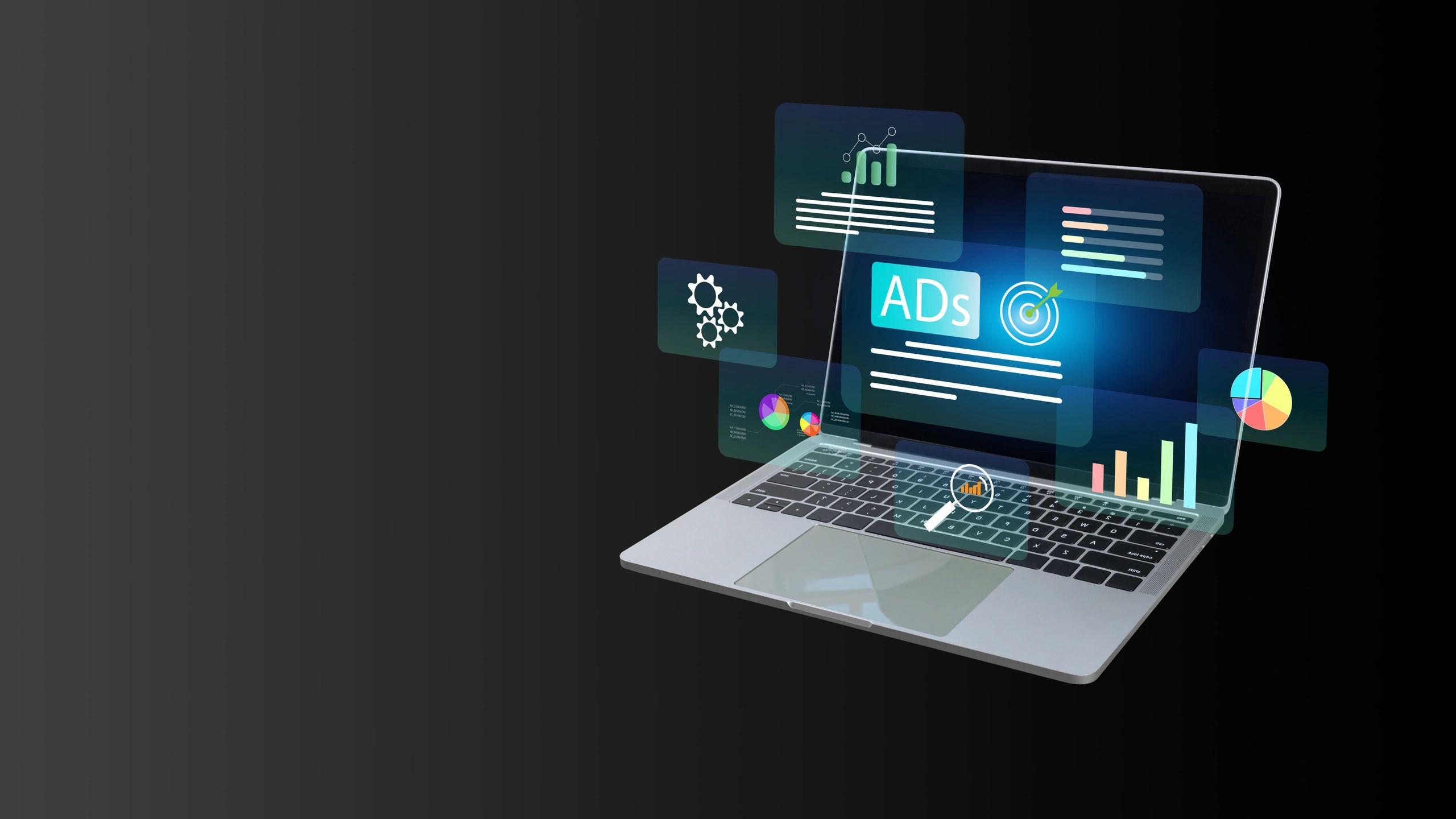 Laptop showing digital marketing analytics dashboard