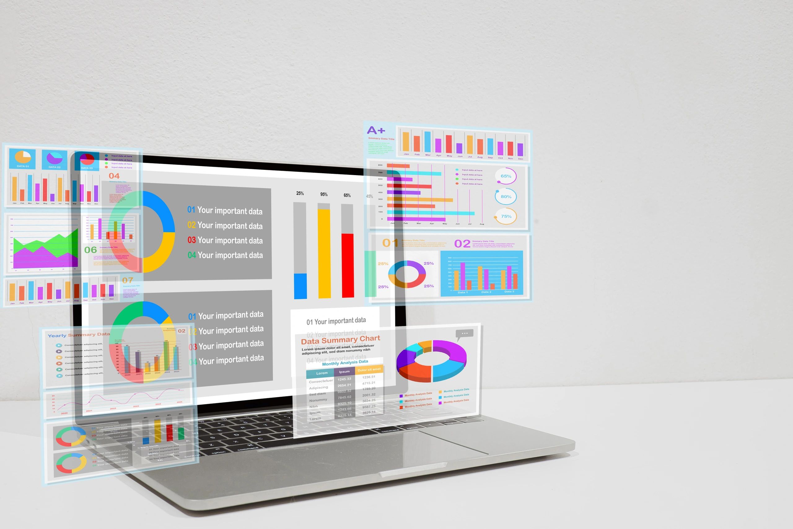 Laptop displaying a modern analytics dashboard